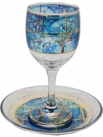 KIDDUSH CUP STEM  GLASS - CHAGALL BLUES