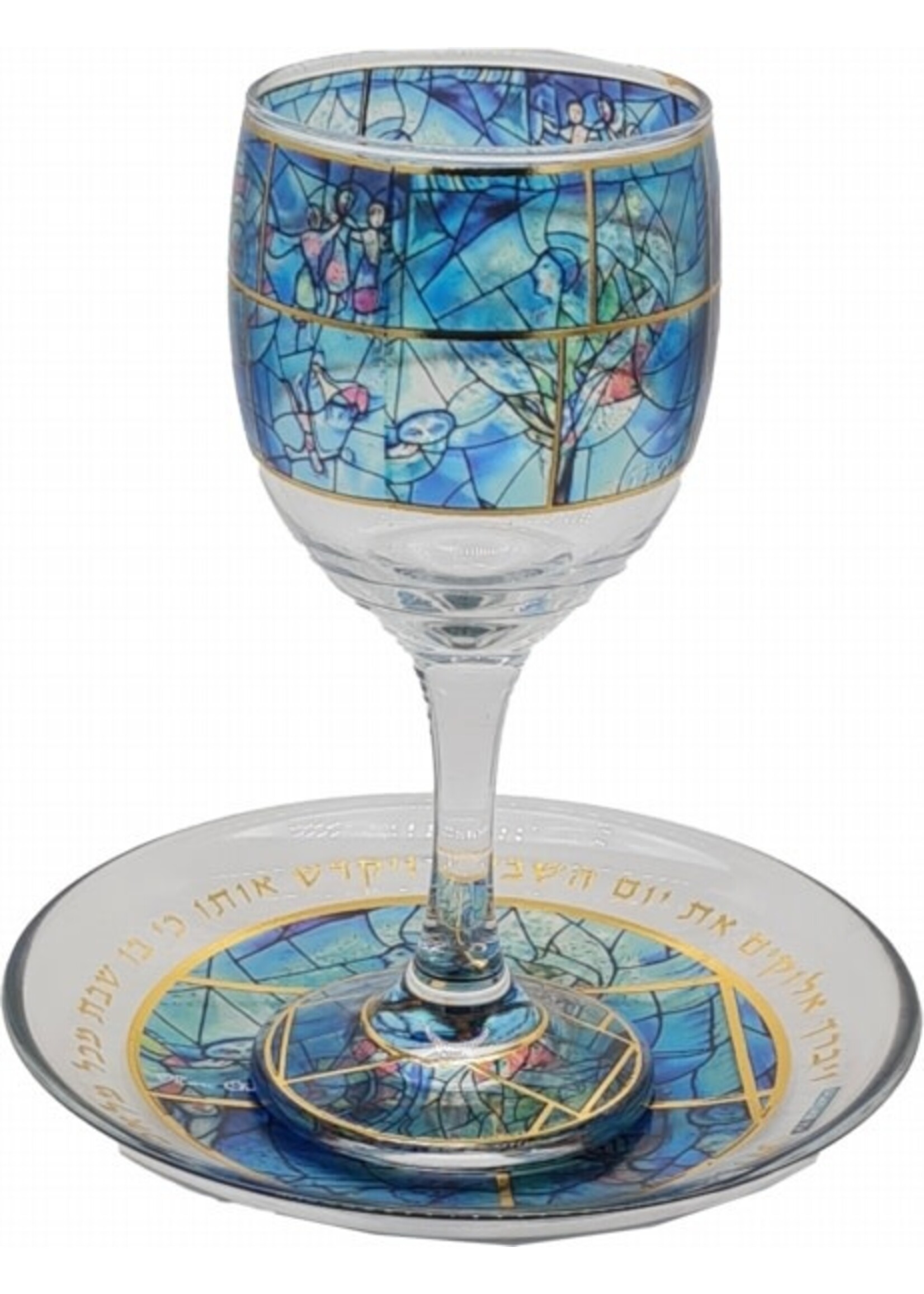 KIDDUSH CUP STEM  GLASS - CHAGALL BLUES