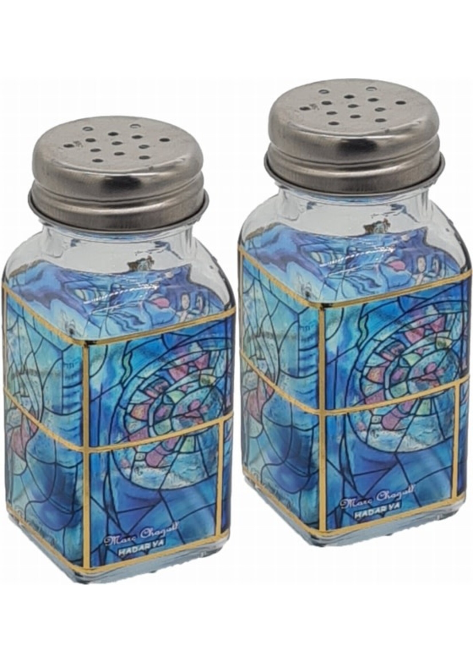 SALT & PEPPER GLASS SHAKER SET - CHAGALL BLUES