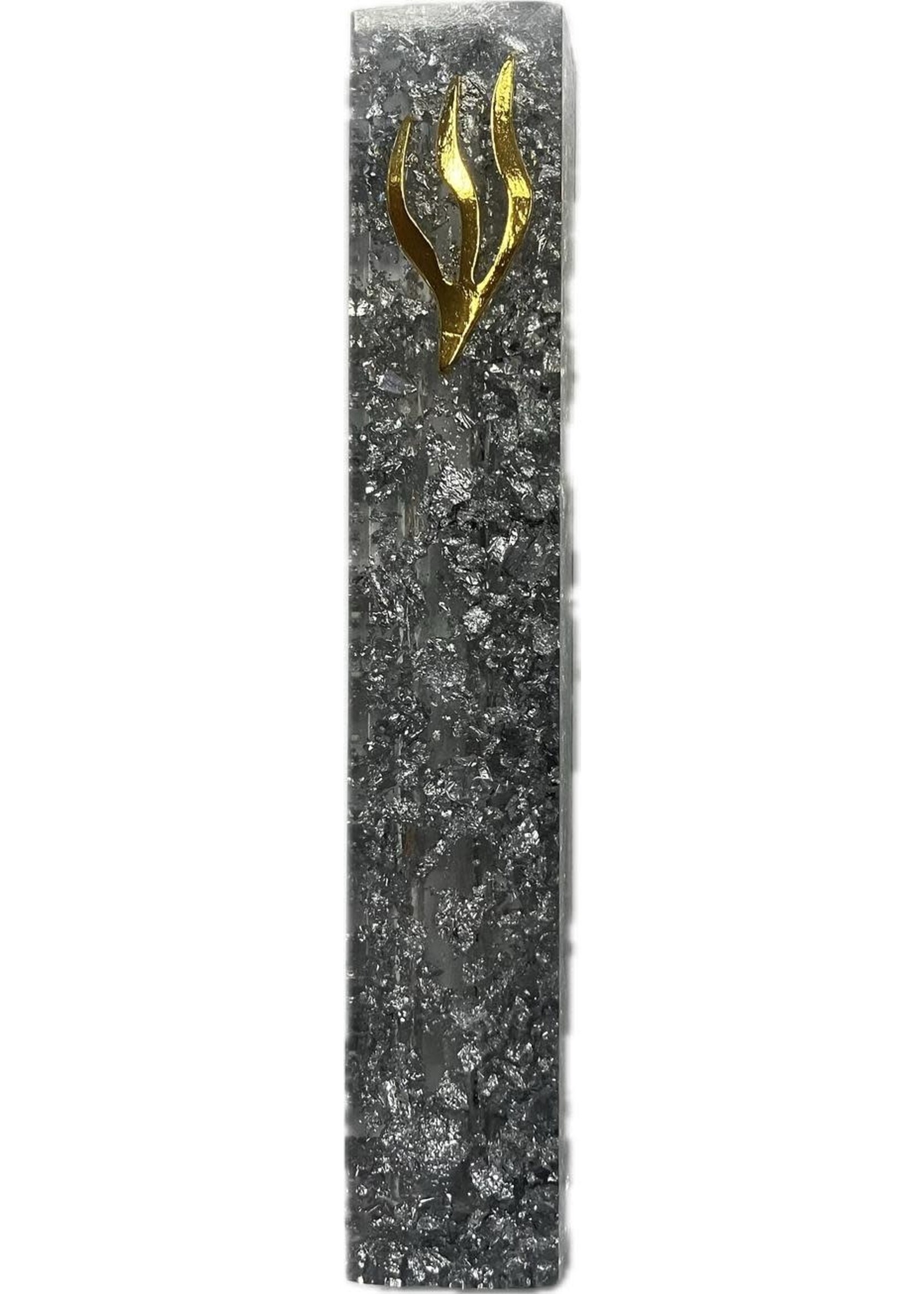 MEZUZAH EPOXY SILVER FLAKES 12 CM SILVER SHIN