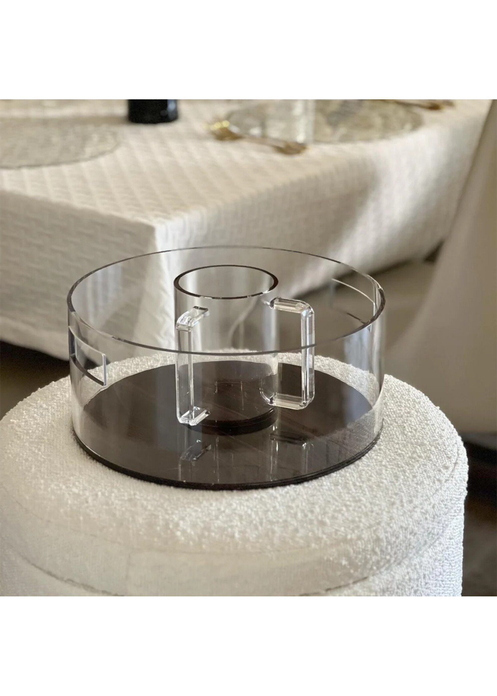 WASHING BOWL LUCITE WOOD ACCENT