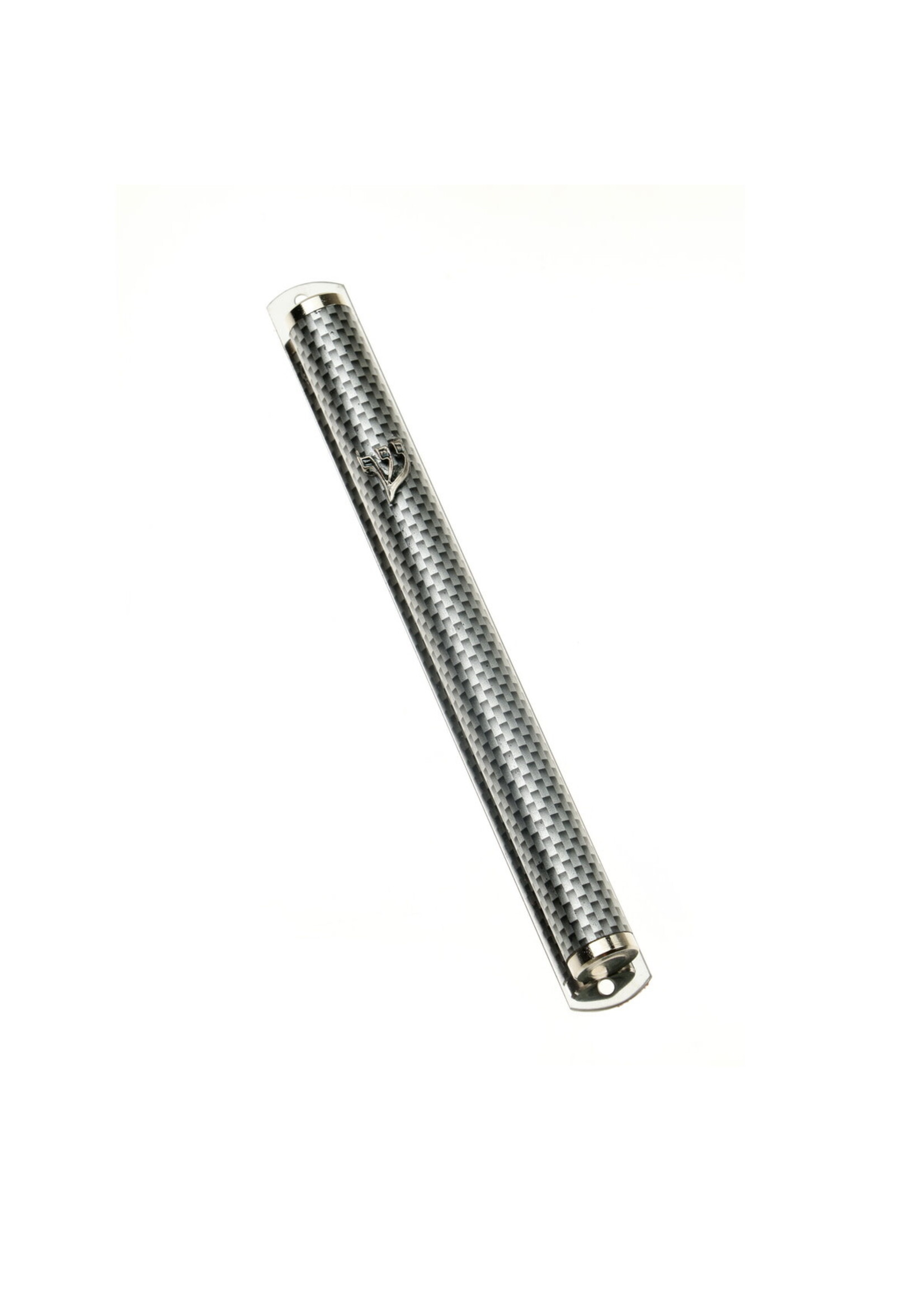 MEZUZAH METAL TUBE GREY SQUARES  15CM