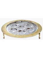 SEDER PLATE FILIGREE WITH LEGS - GOLD/SILVER