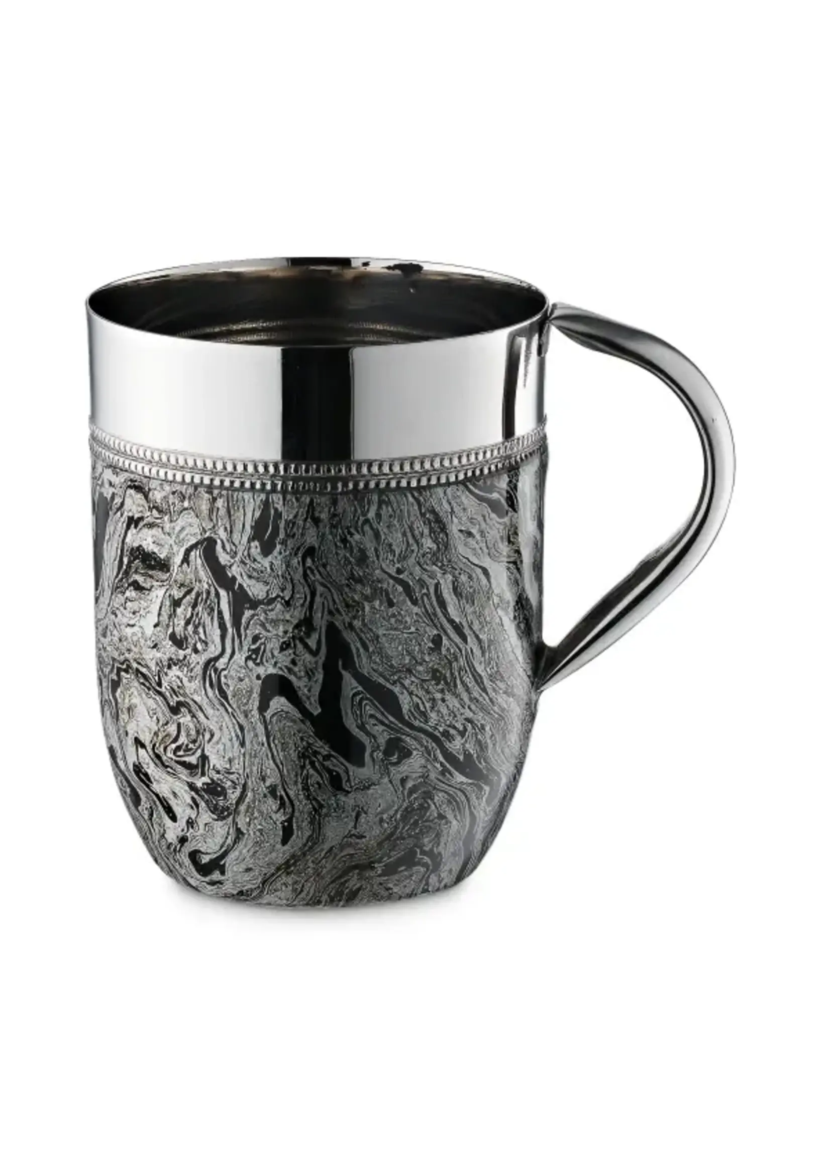 WASH CUP SILVER ABSTRACT MARBLE STAINLESS STEEL