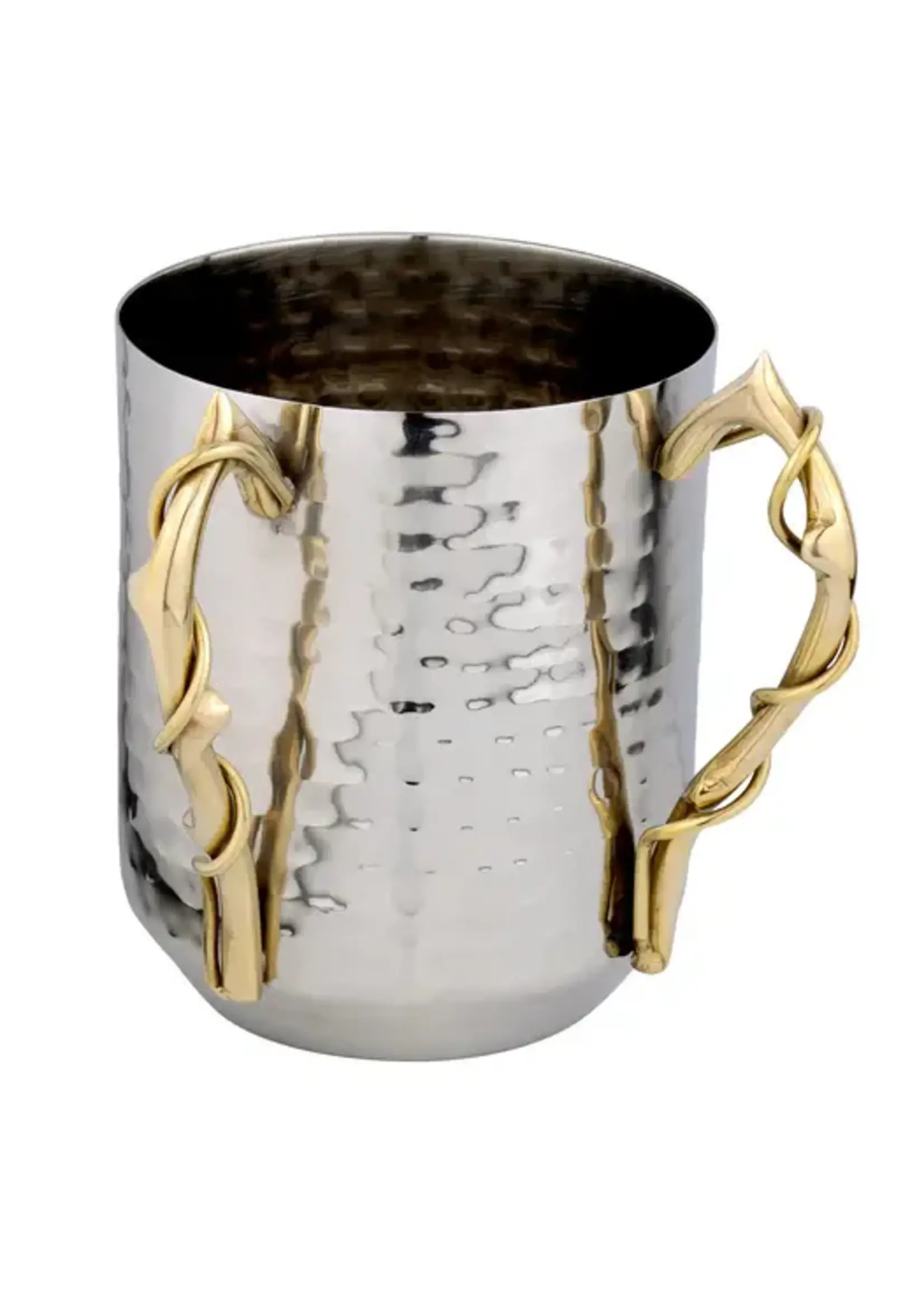 WASH HAMMERED STEEL WITH GOLD VINES HANDLES