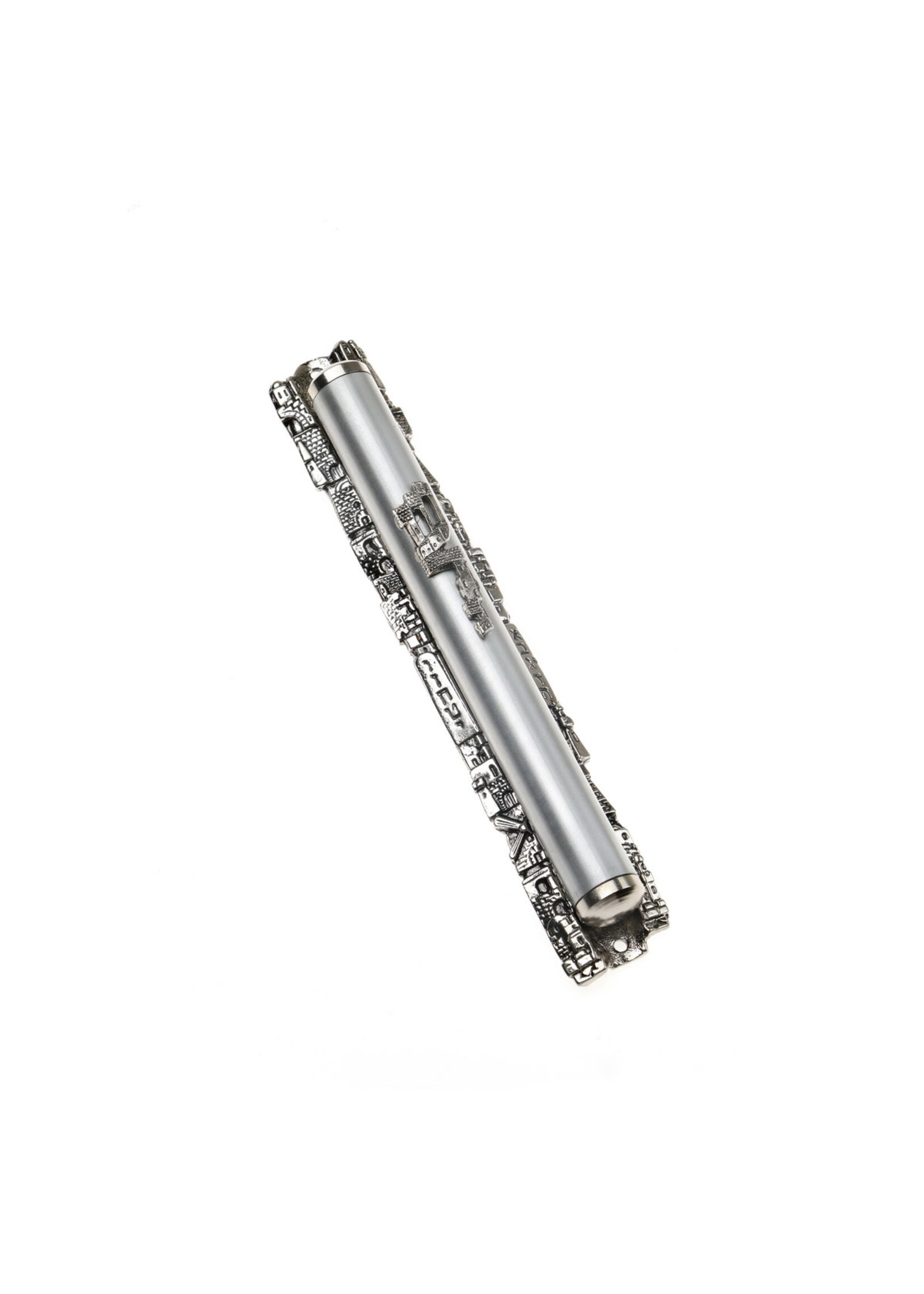 MEZUZAH SILVER PLATED PLAIN SPIRAL JERUSALEM 15CM