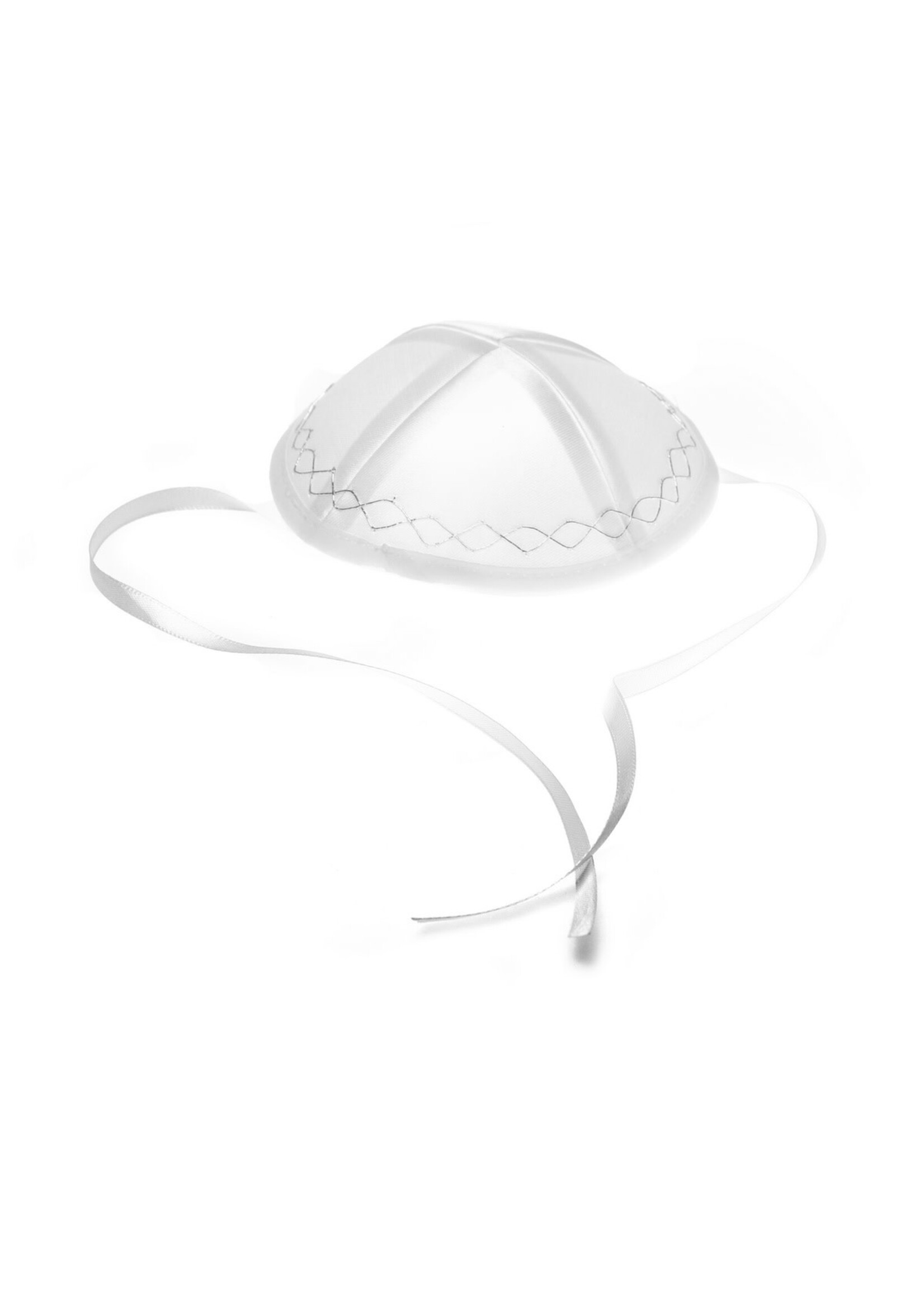 BABY KIPPAH RAYON WHITE SILVER EMBROIDERY