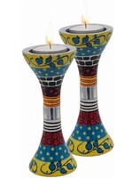 CANDLE HOLDER PAINTED METAL - YELLOW 5"