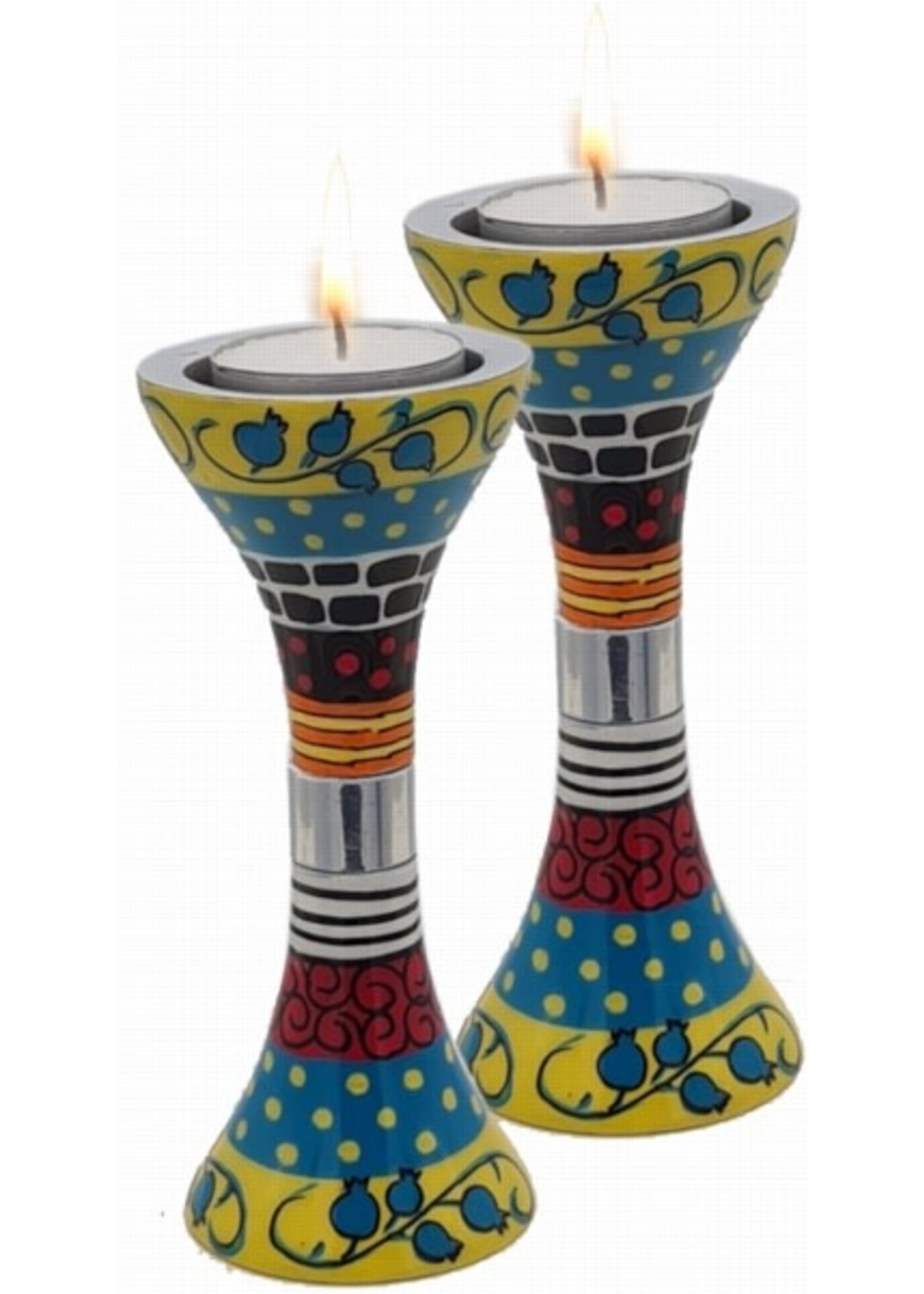 CANDLE HOLDER PAINTED METAL - YELLOW 5"