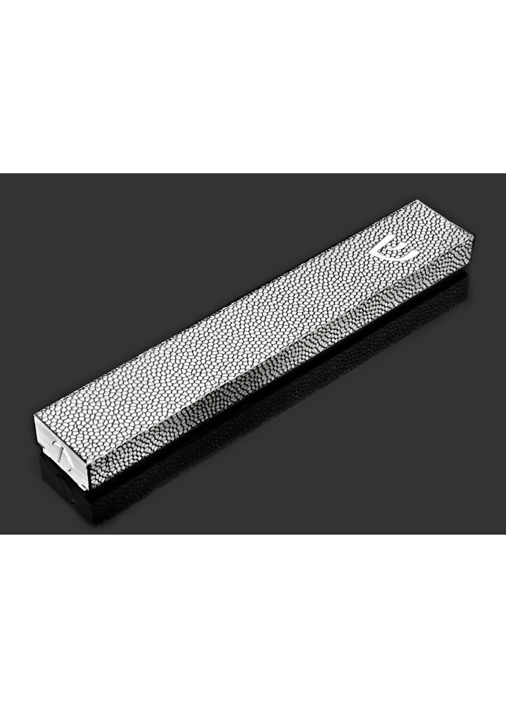 MEZUZAH ORGANIC MESH SILVER OVER WHITE 15CM - LASER CUT STEEL