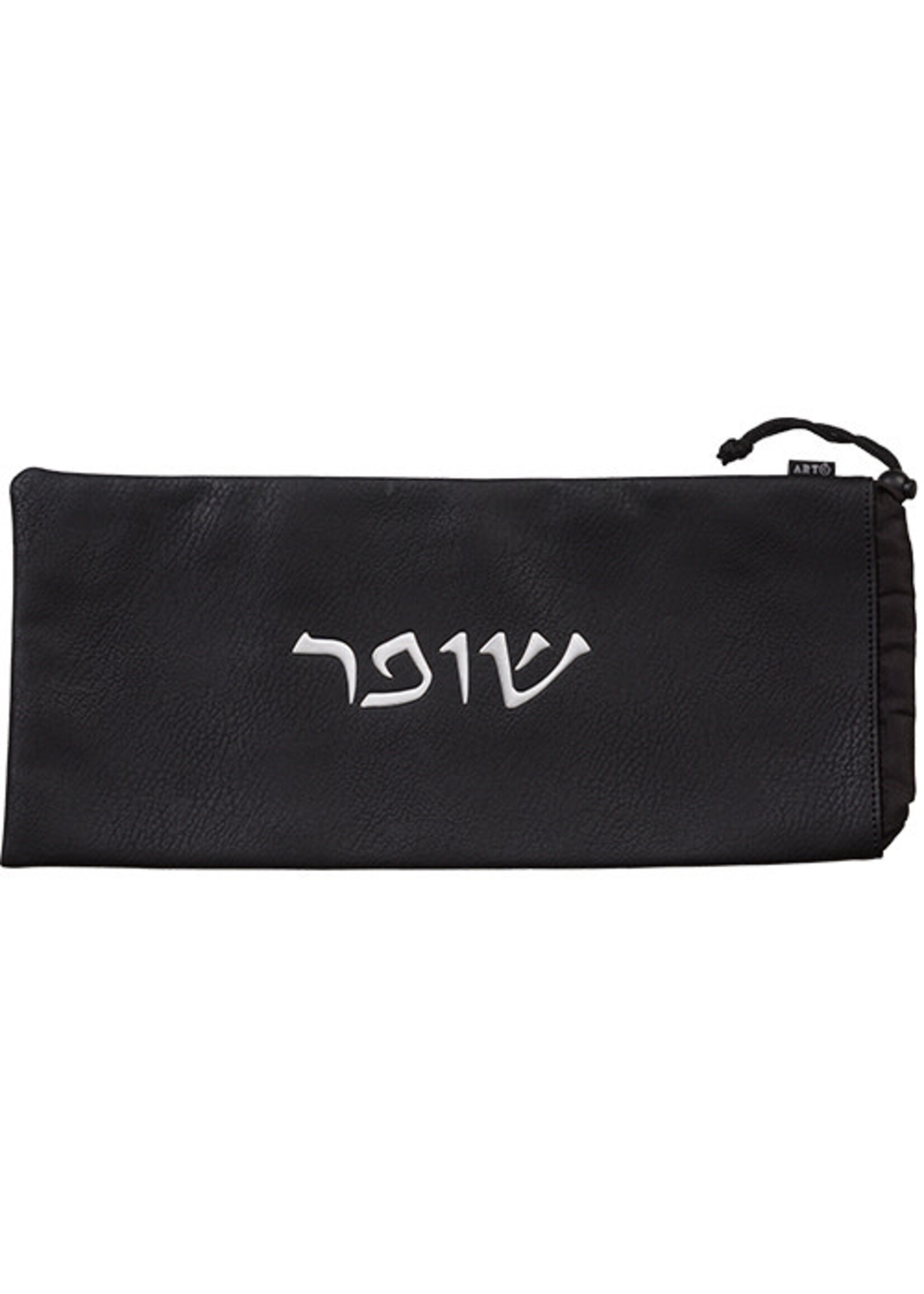 SHOFAR BAG BLACK FAUX LEATHER SILVER "SHOFAR"