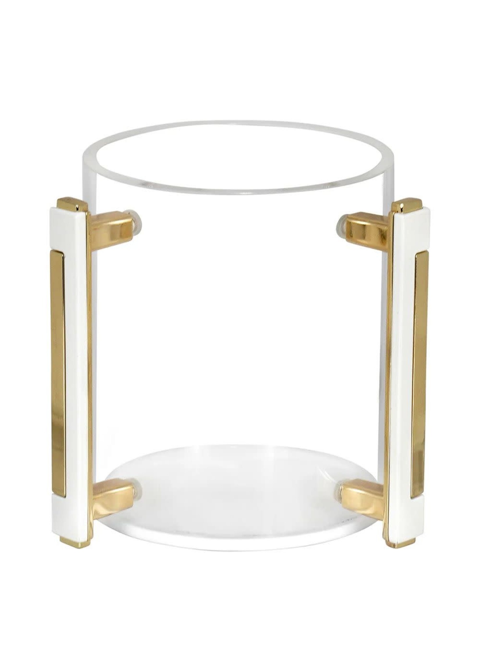 WASHING CUP ACRYLIC WHITE & GOLD HANDLES
