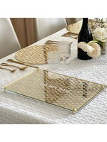 CHALLAH BOARD GEOMETRIC GOLD LASER CUT ACRYLIC & GLASS TOP