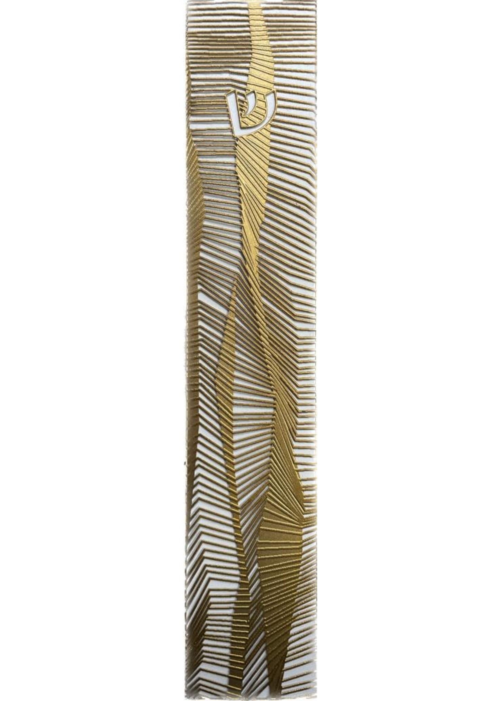 MEZUZAH GEO LACE GOLD OVER WHITE 20CM LASER CUT STEEL