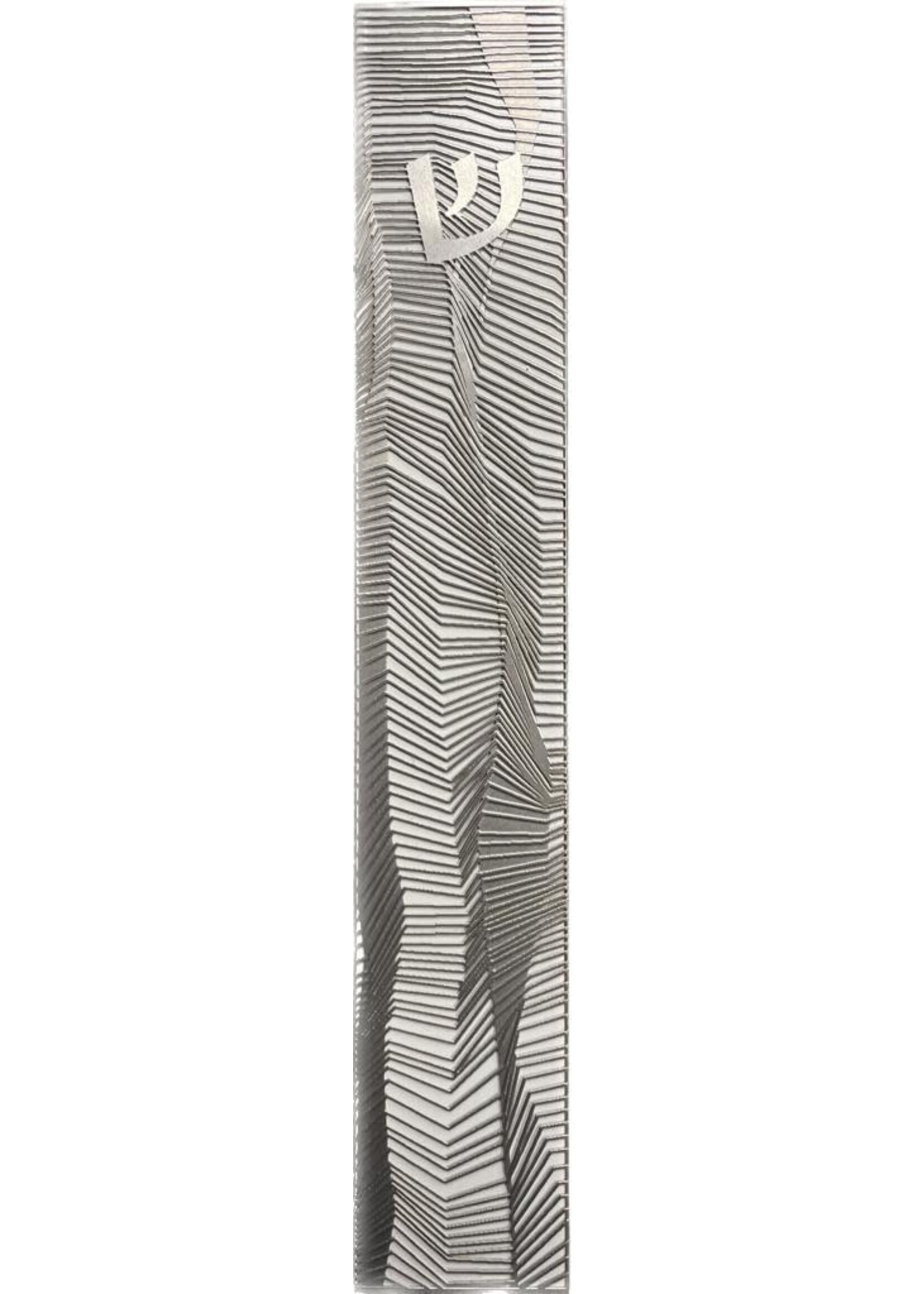 MEZUZAH LASERCUT METAL - GEO LACE SILVER WHITE XL