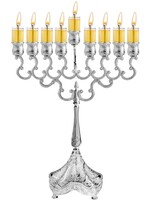 MENORAH FOR OIL SILVER PLATE FILLIGREE BASE 12''