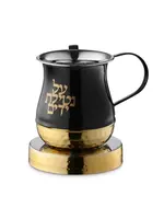WASH CUP BLACK HAMMERED GOLD BASE & "AL NETILAT YEDAYIM" WITH TRAY