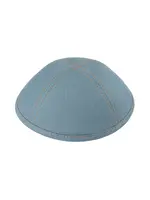 KIPPAH LINEN GREY BLUE WITH TAN STITICH