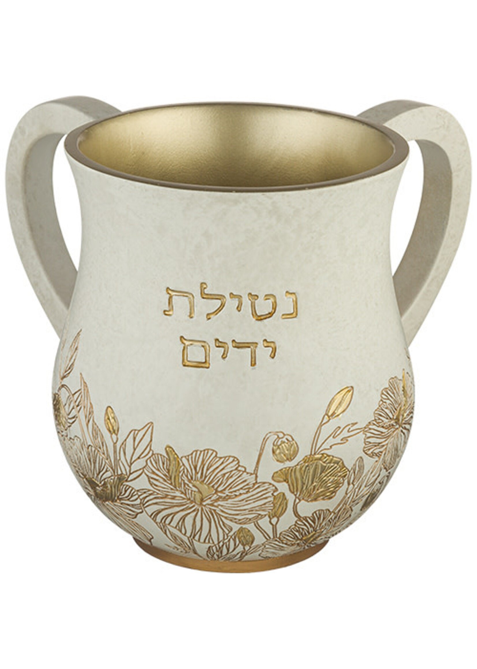 WASH CUP ETCHED GOLDEN FLOWERS