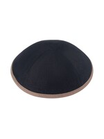 KIPPAH LINEN BLACK MID BROWN RIM