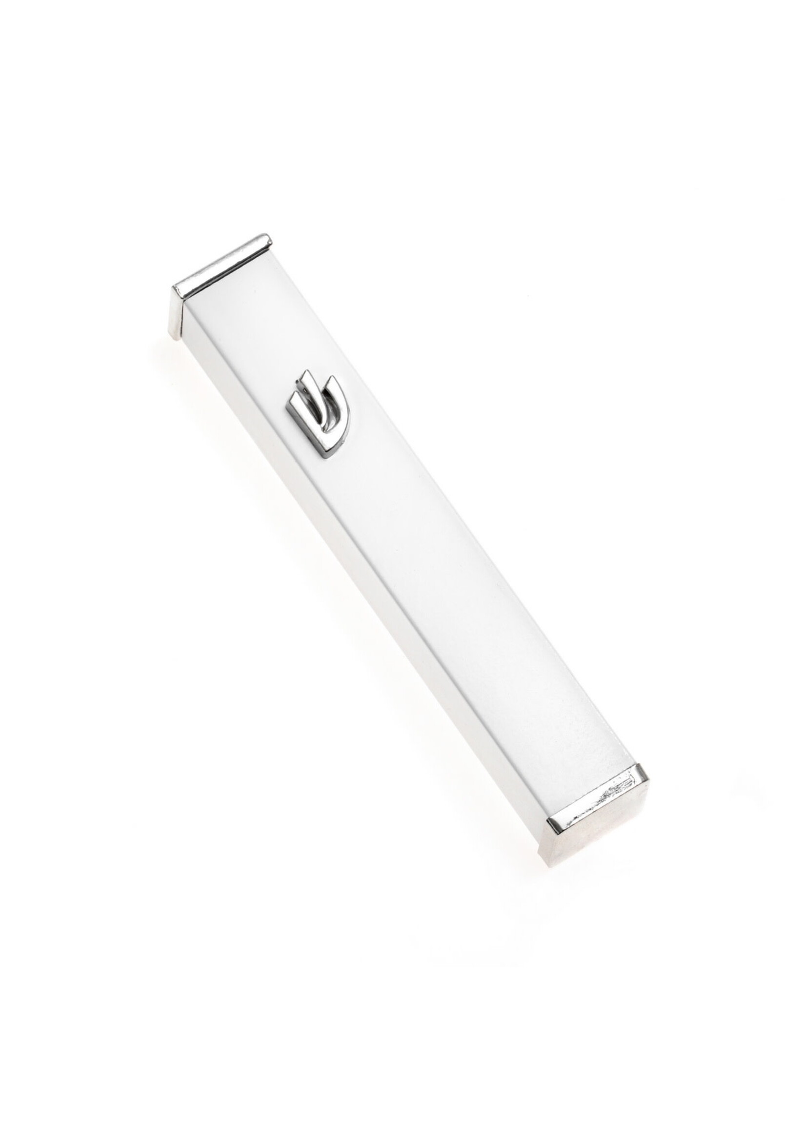 MEZUZAH WHITE & NICKEL SHIN 12CM
