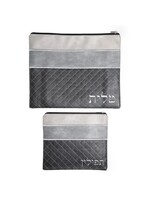 TALIS & TEFILLIN BAG SET GREY STRIPES VINYL