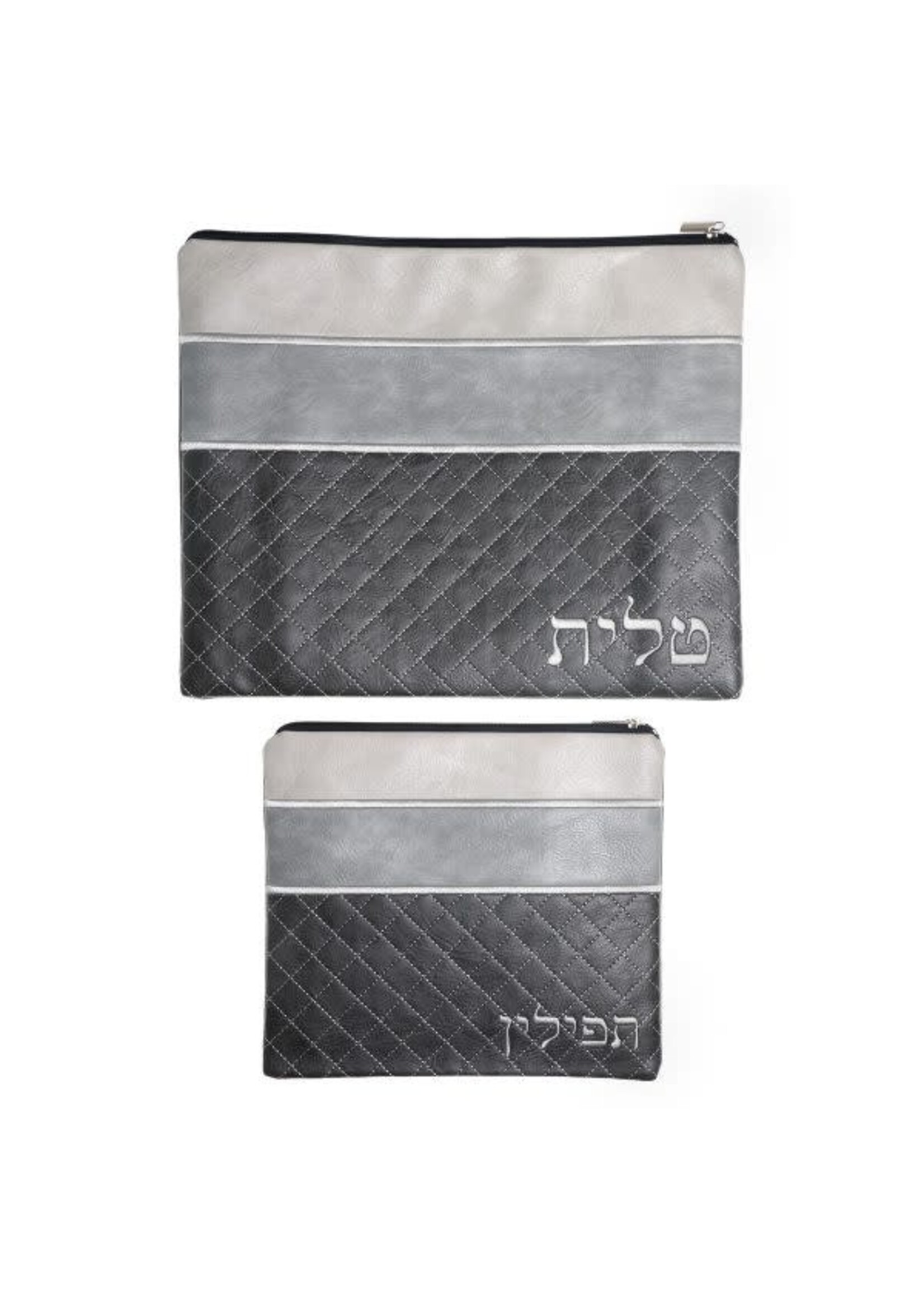 TALIS & TEFILLIN BAG SET GREY STRIPES VINYL