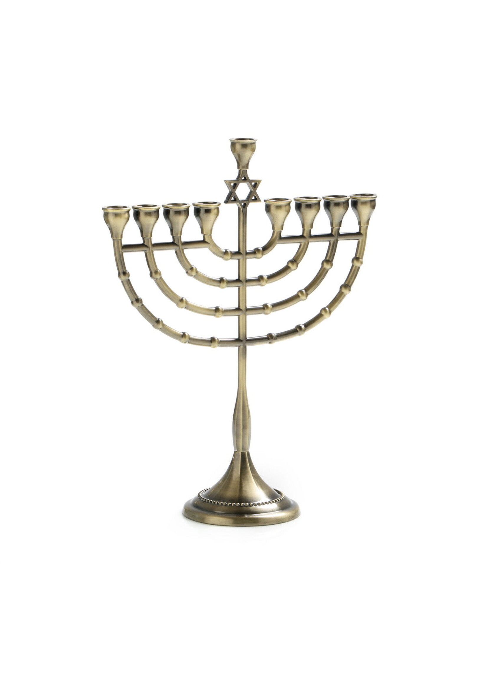 MENORAH STAR OF DAVID BRASS FINISH 11"