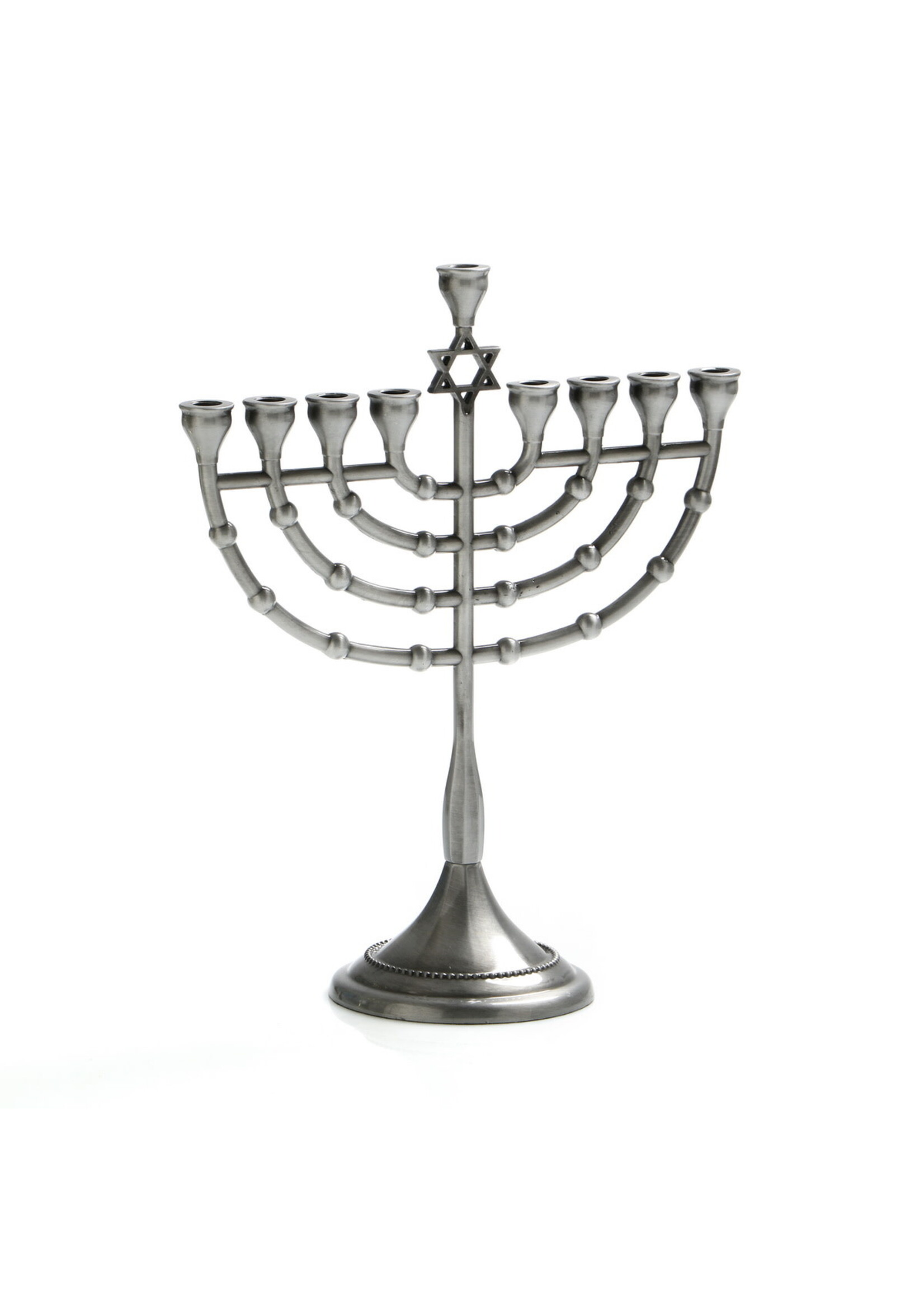 MENORAH STAR OF DAVID PEWTER FINISH  9"