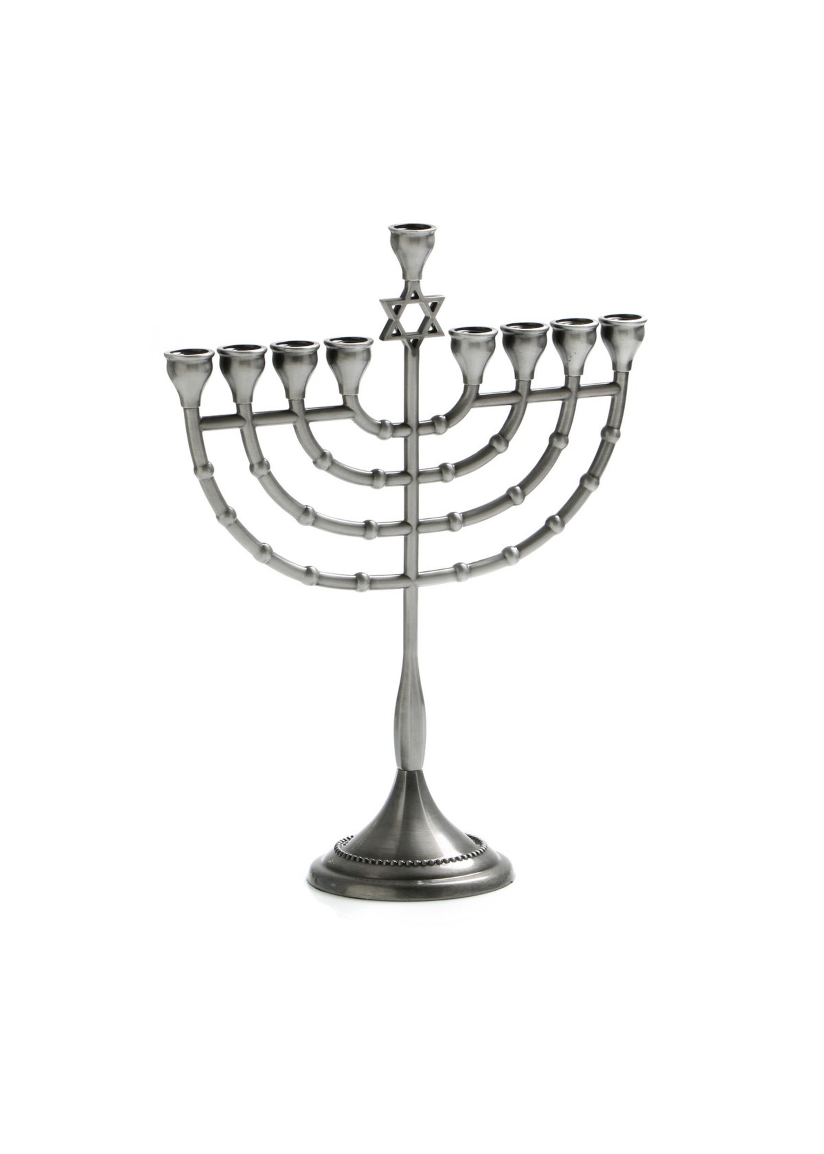 MENORAH STAR OF DAVID PEWTER FINISH 11"
