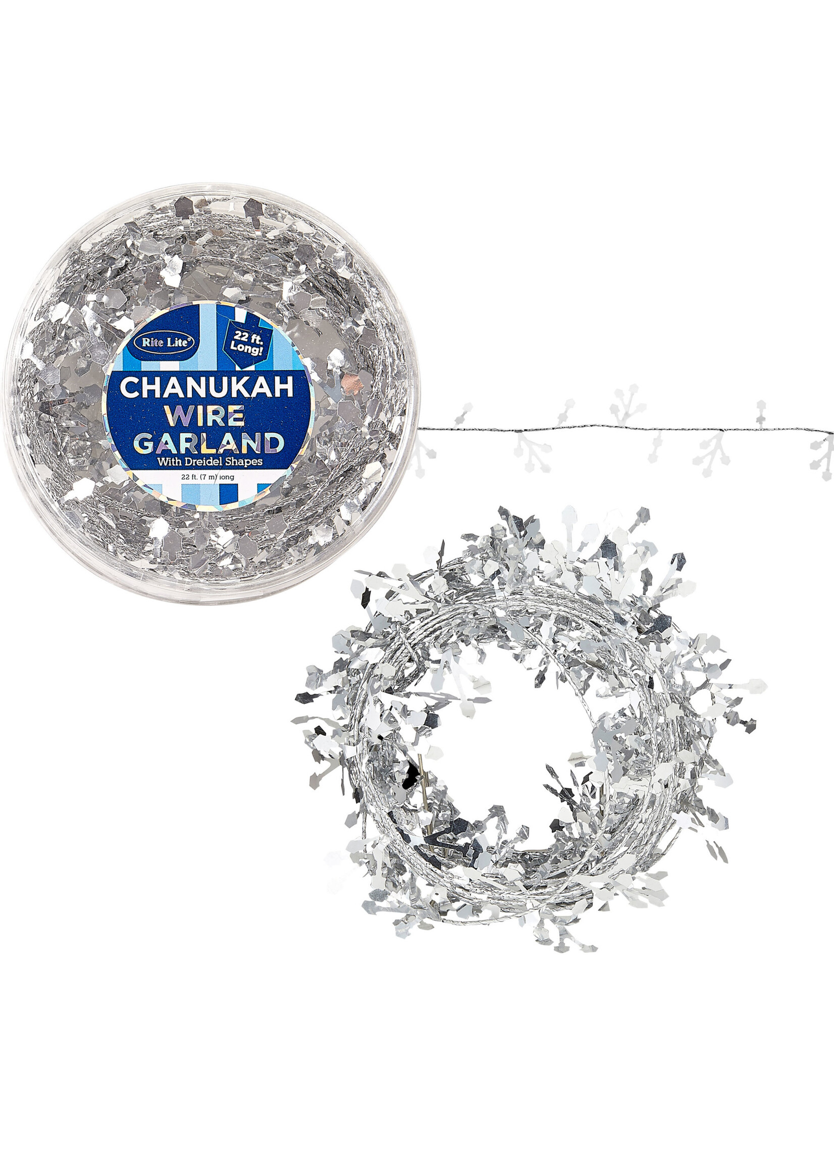 CHANUKAH SILVER DREIDEL WIRE GARLAND 22'