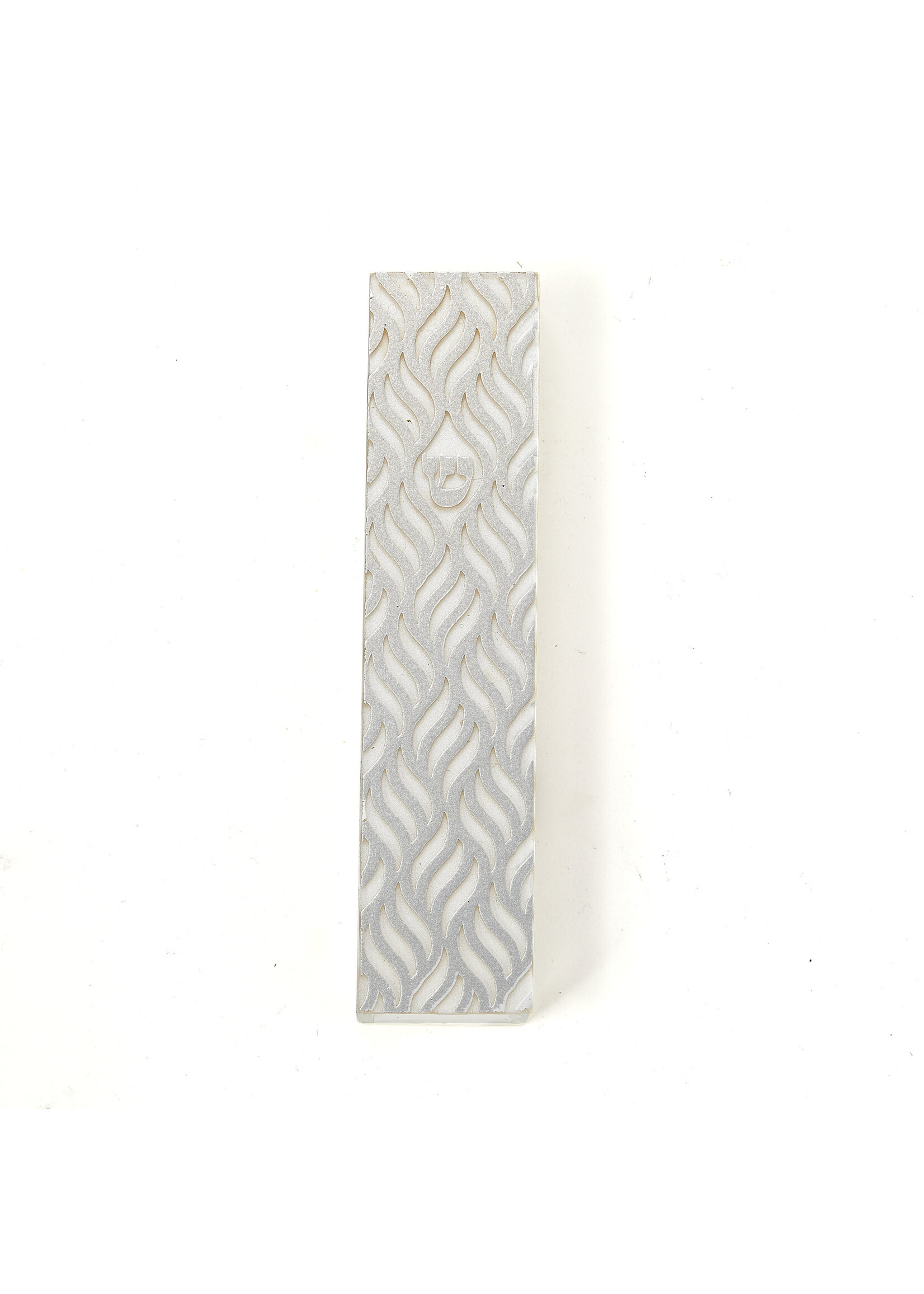 MEZUZAH GLASS  SILVER LEAVES