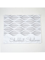 CHALLAH COVER  WHITE & SILVER LEAVES "SHABBAT SHALOM"