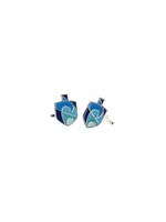 DREIDEL SHAPED CUFFLINKS  SILVER WITH BLUE MOASAIC