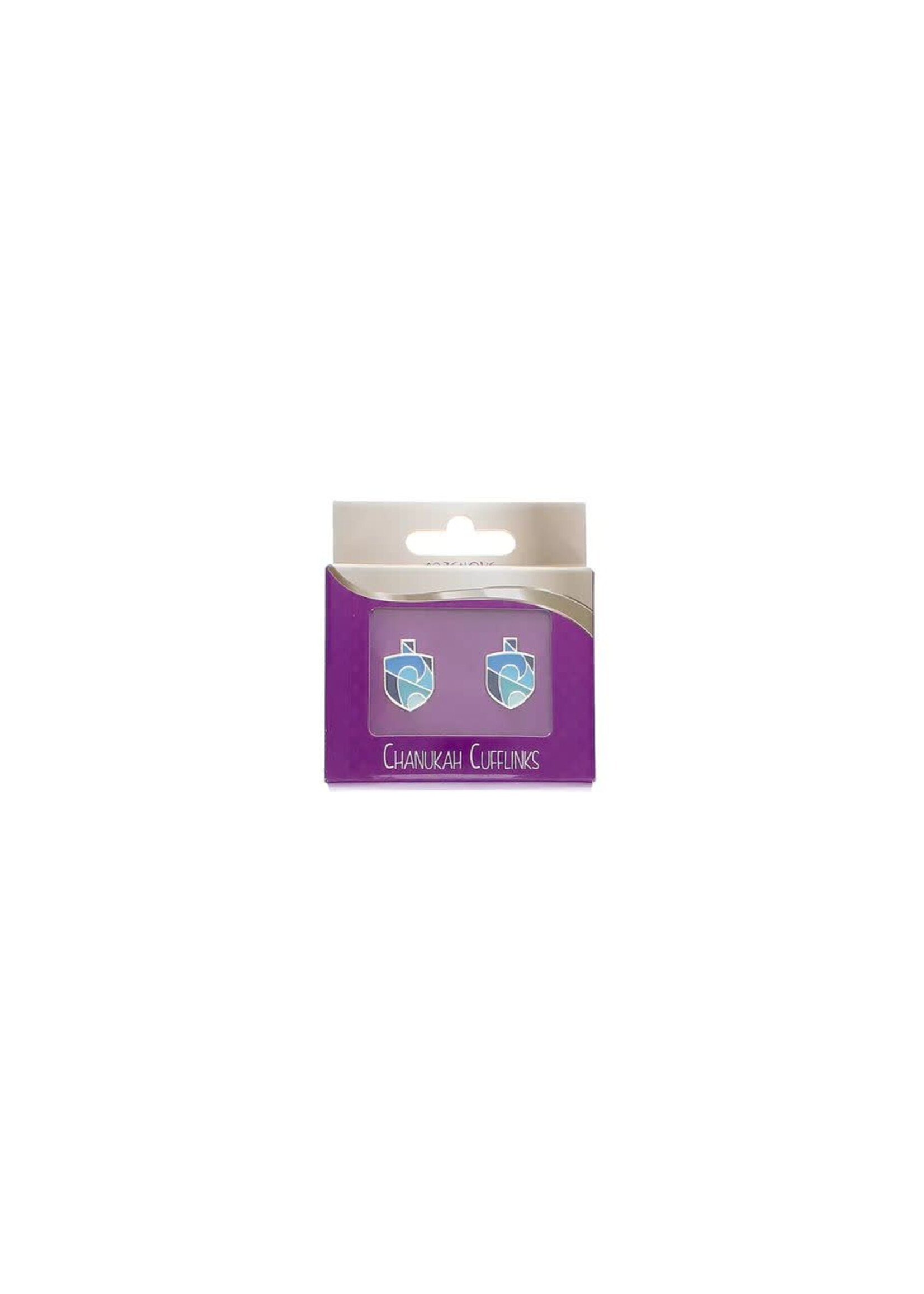 DREIDEL SHAPED CUFFLINKS  SILVER WITH BLUE MOASAIC