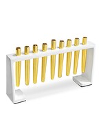 MENORAH ENAMEL WHITE WITH BRASS FLUTES