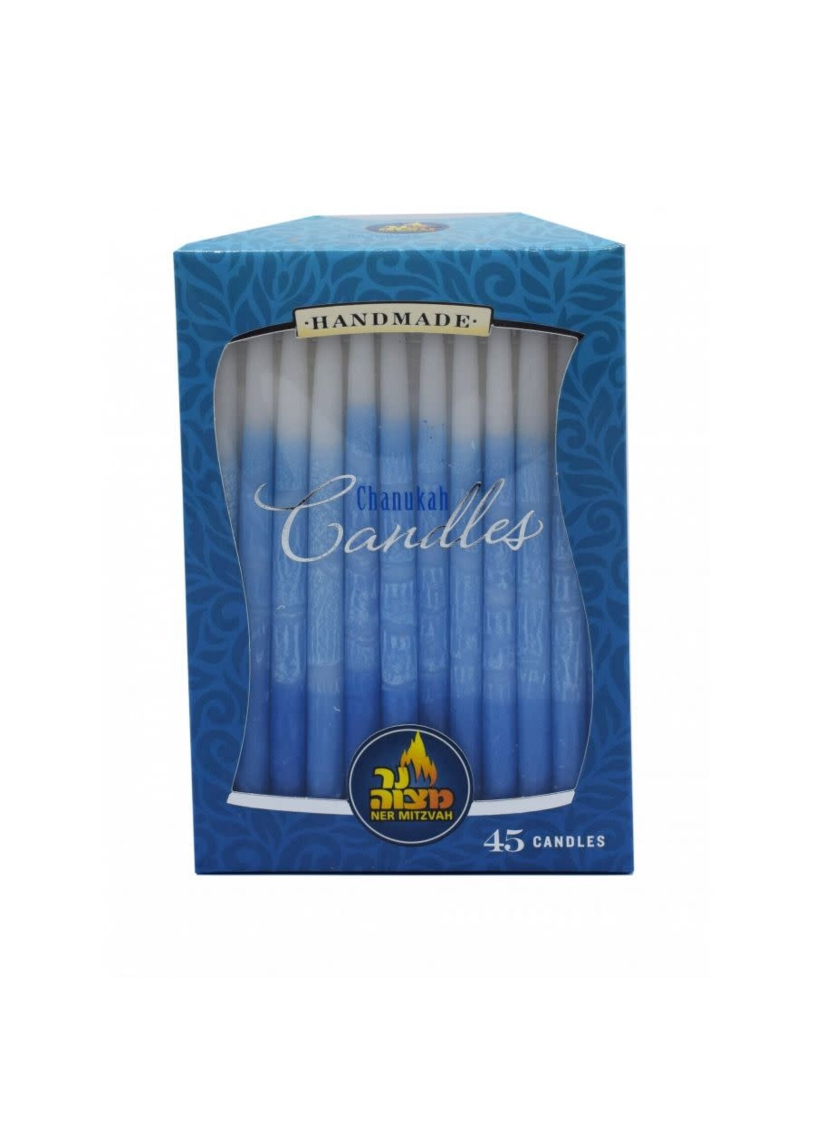 CHANUKAH CANDLES BLUE & WHITE GRADIENT - 1.5 HRS. 45 PK.