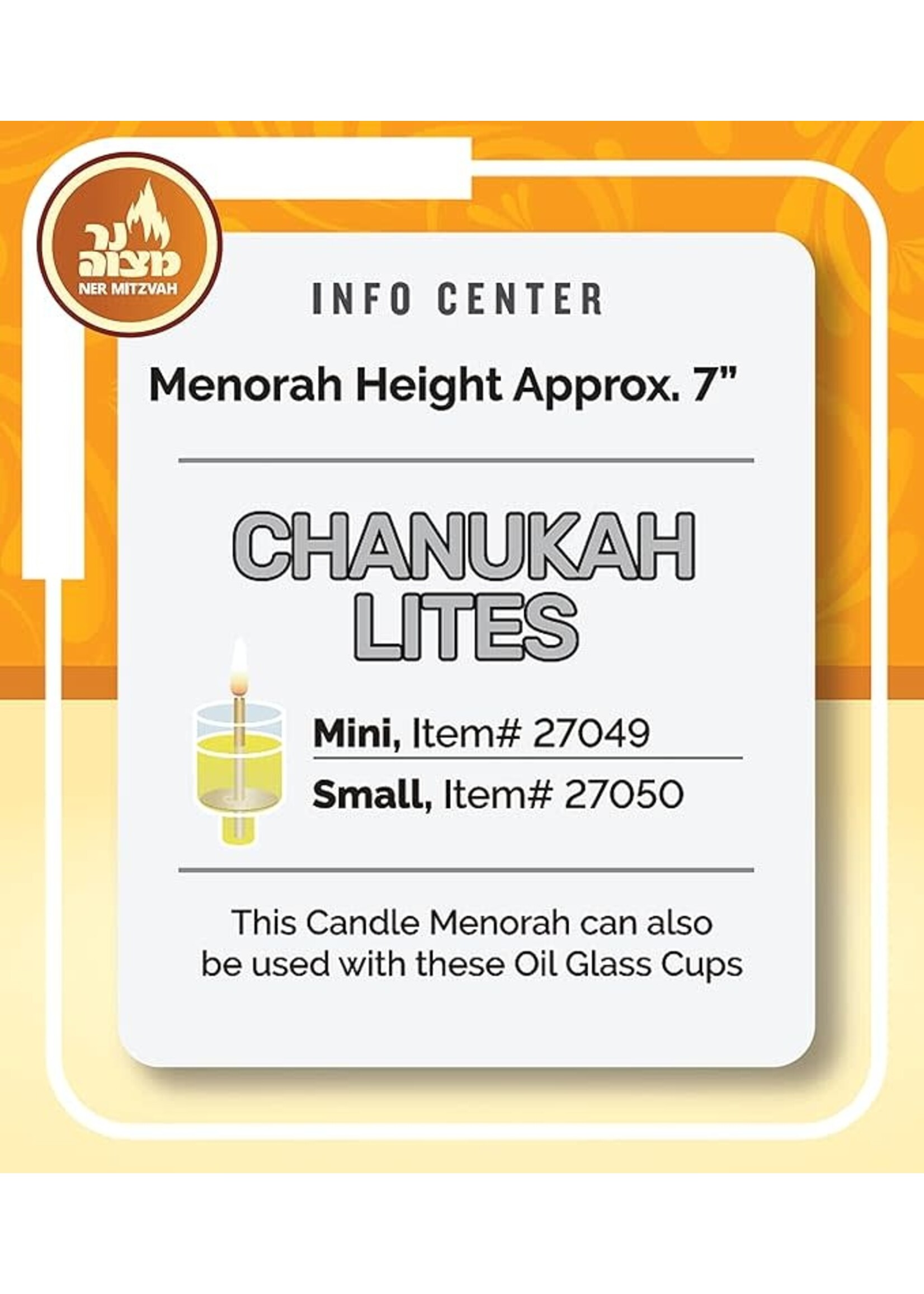 MENORAH FOR CANDLES SILVER PLATE   7 "