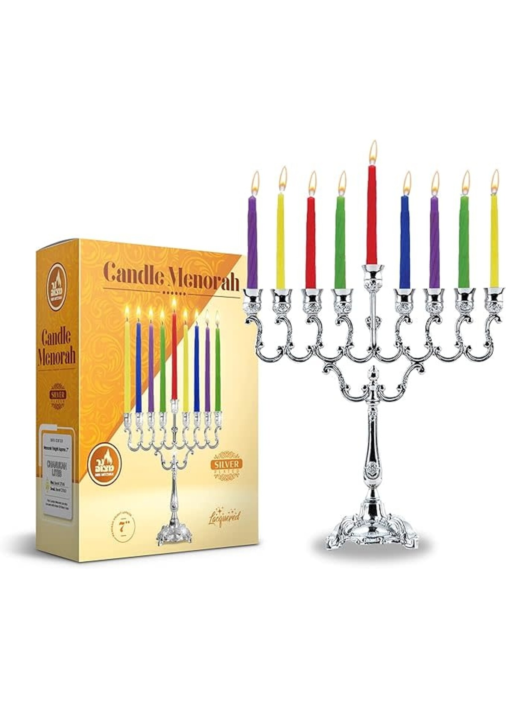 MENORAH FOR CANDLES SILVER PLATE   7 "