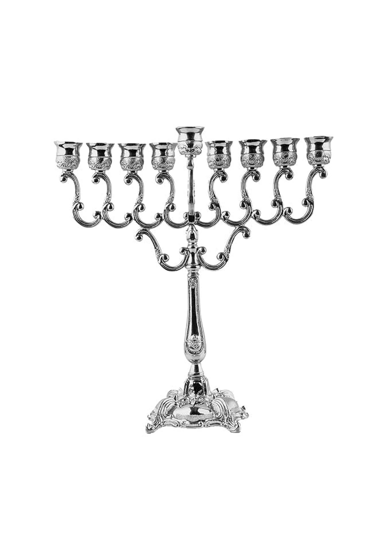 MENORAH FOR OIL SILVER PLATE 10"