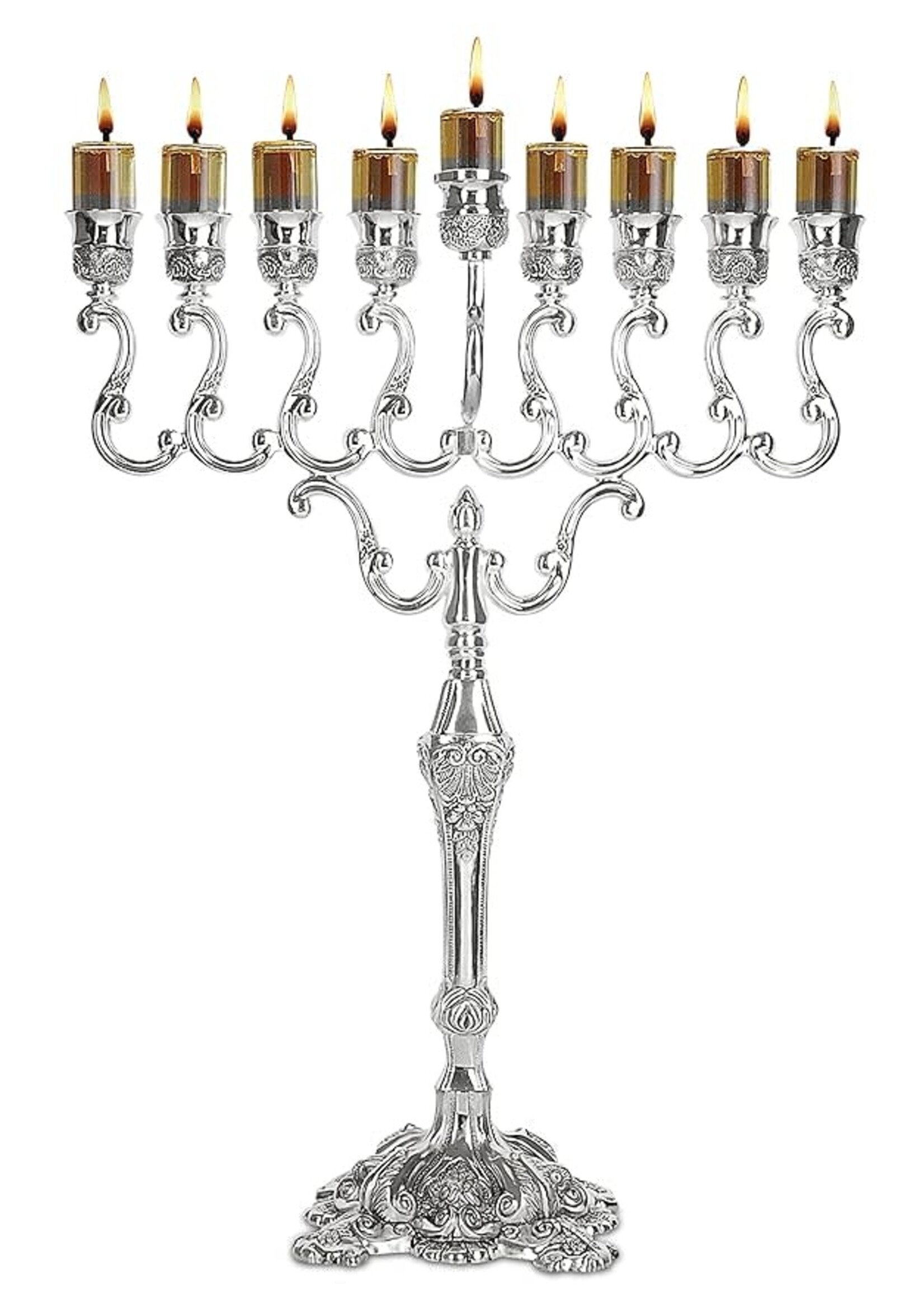 MENORAH   FOR OIL SILVER PLATE 17"