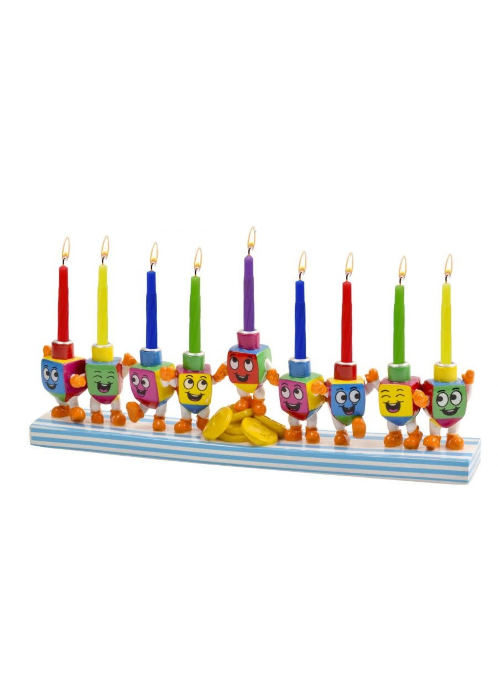 MENORAH COLORFUL DANCING DREIDELS