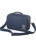 TALLIS TRAVEL BAG NAVY FAUX LEATHER SILVER CROWN