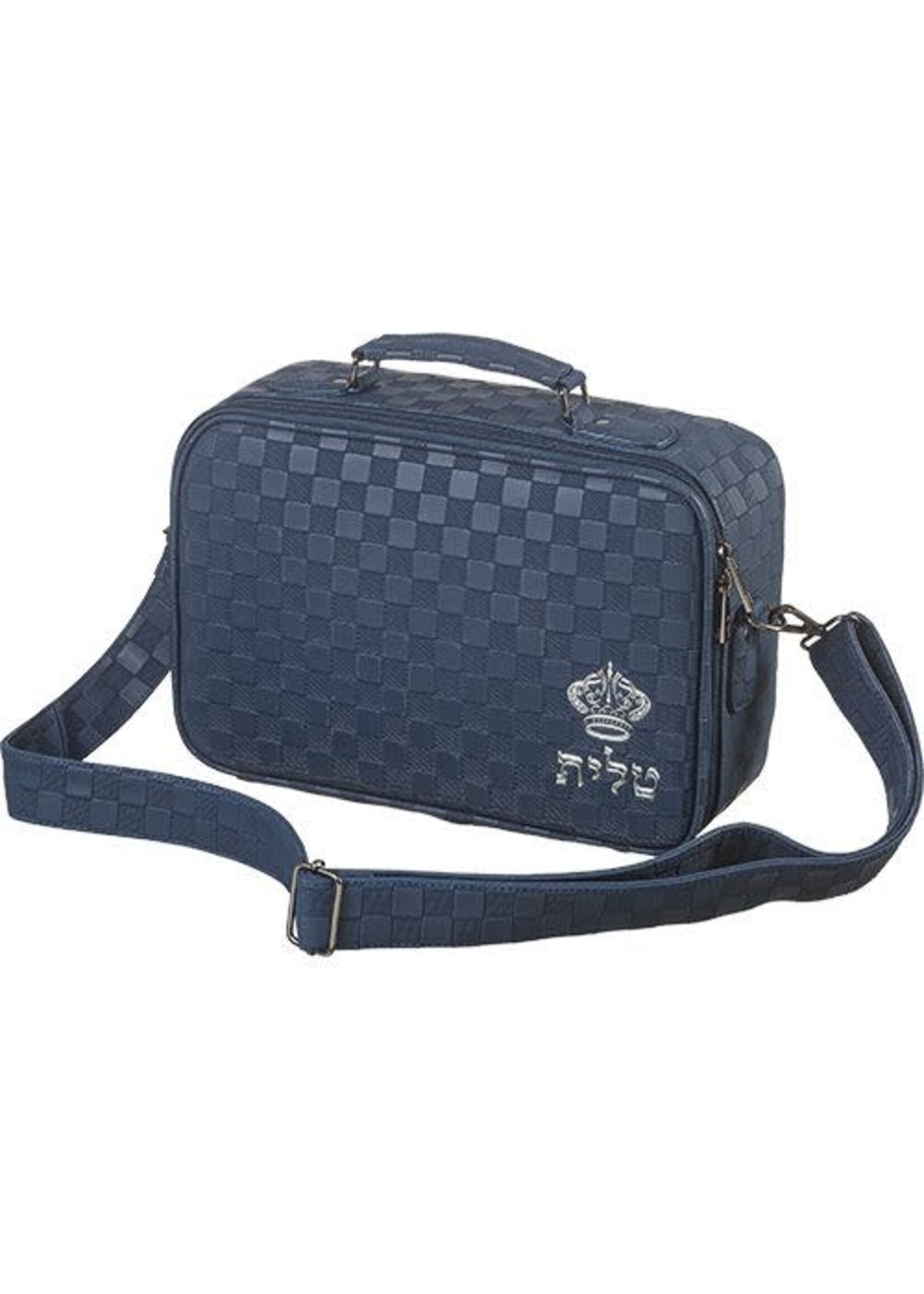TALLIS TRAVEL BAG NAVY FAUX LEATHER SILVER CROWN