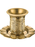 KIDDUSH CUP GOLD FILIGREE WHITE GEMSTONES