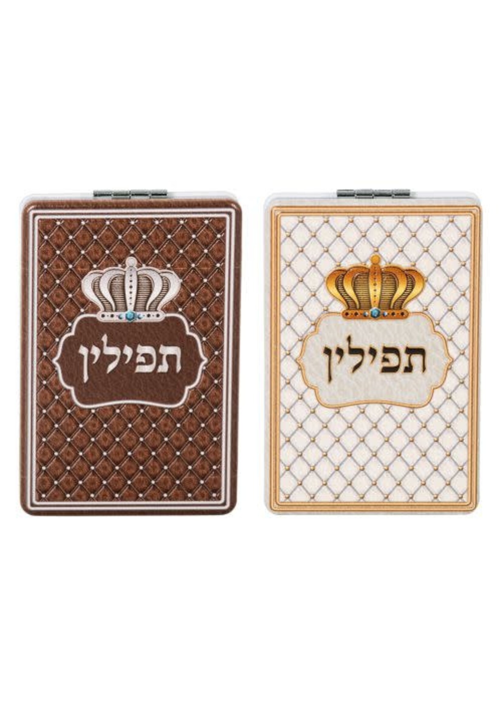 TEFILLIN  MIRROR CROWN DESIGN ASSORTED COLORS