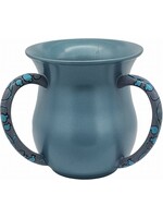 WASH CUP BLUE ANODIZED METAL PAINTED POMEGRANTES