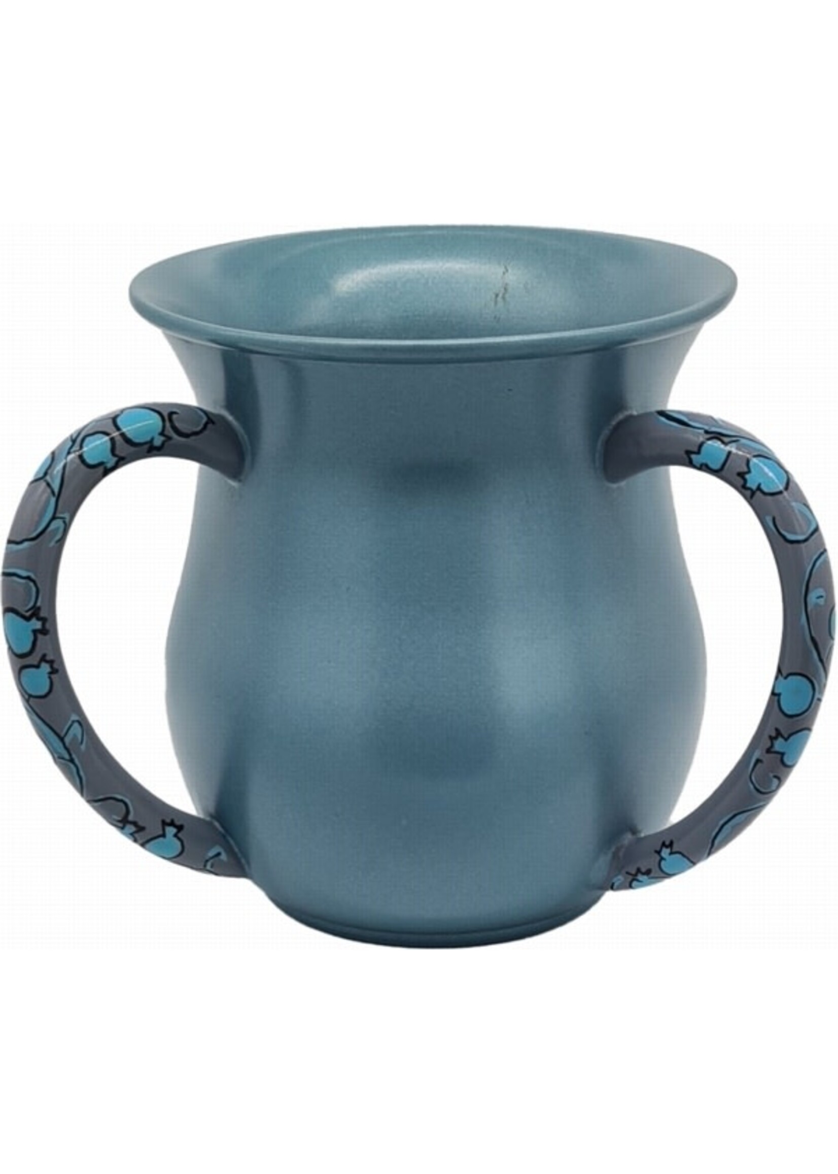 WASH CUP BLUE ANODIZED METAL PAINTED POMEGRANTES
