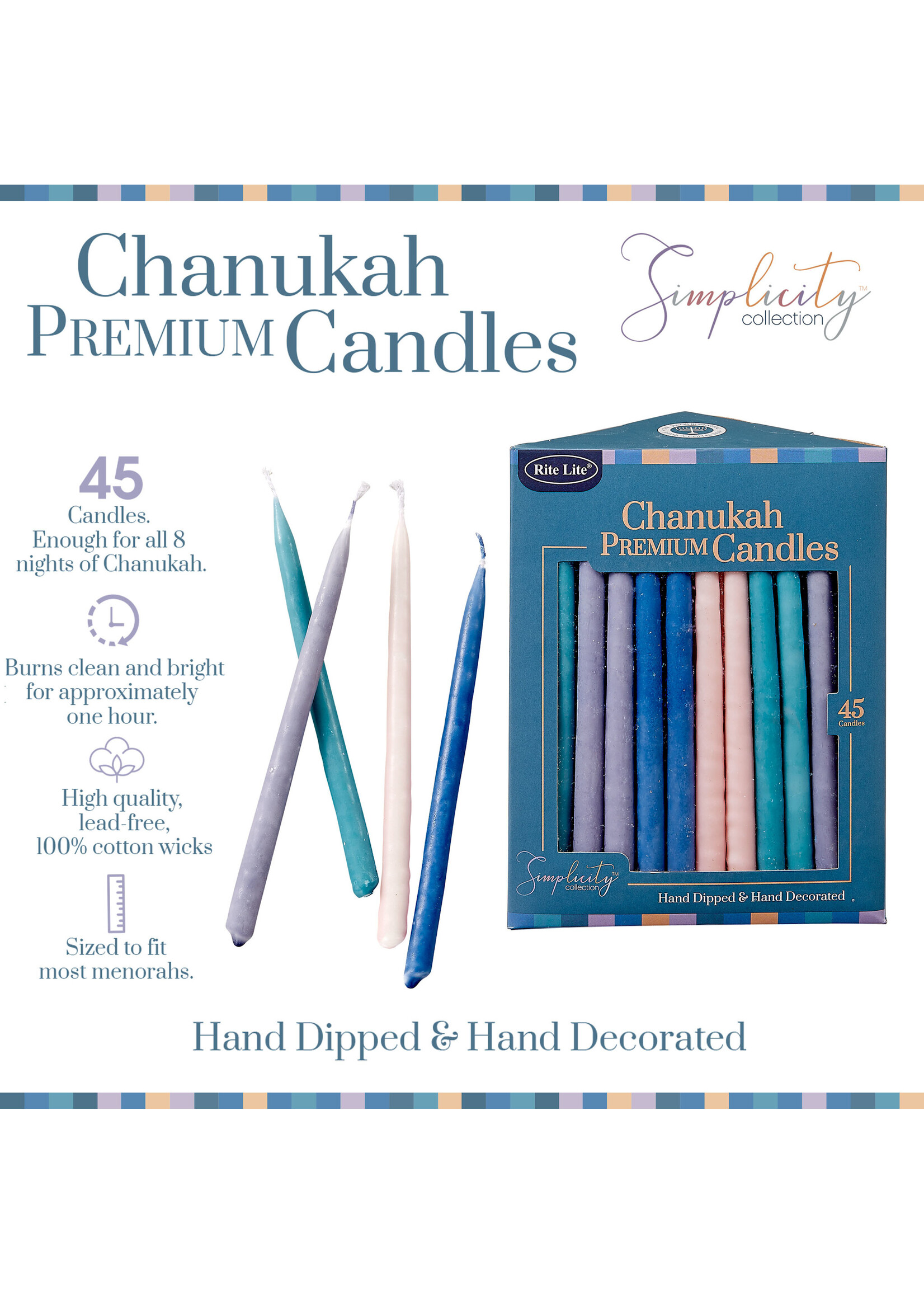 CHANUKAH CANDLES SIMPLICITY COLORS
