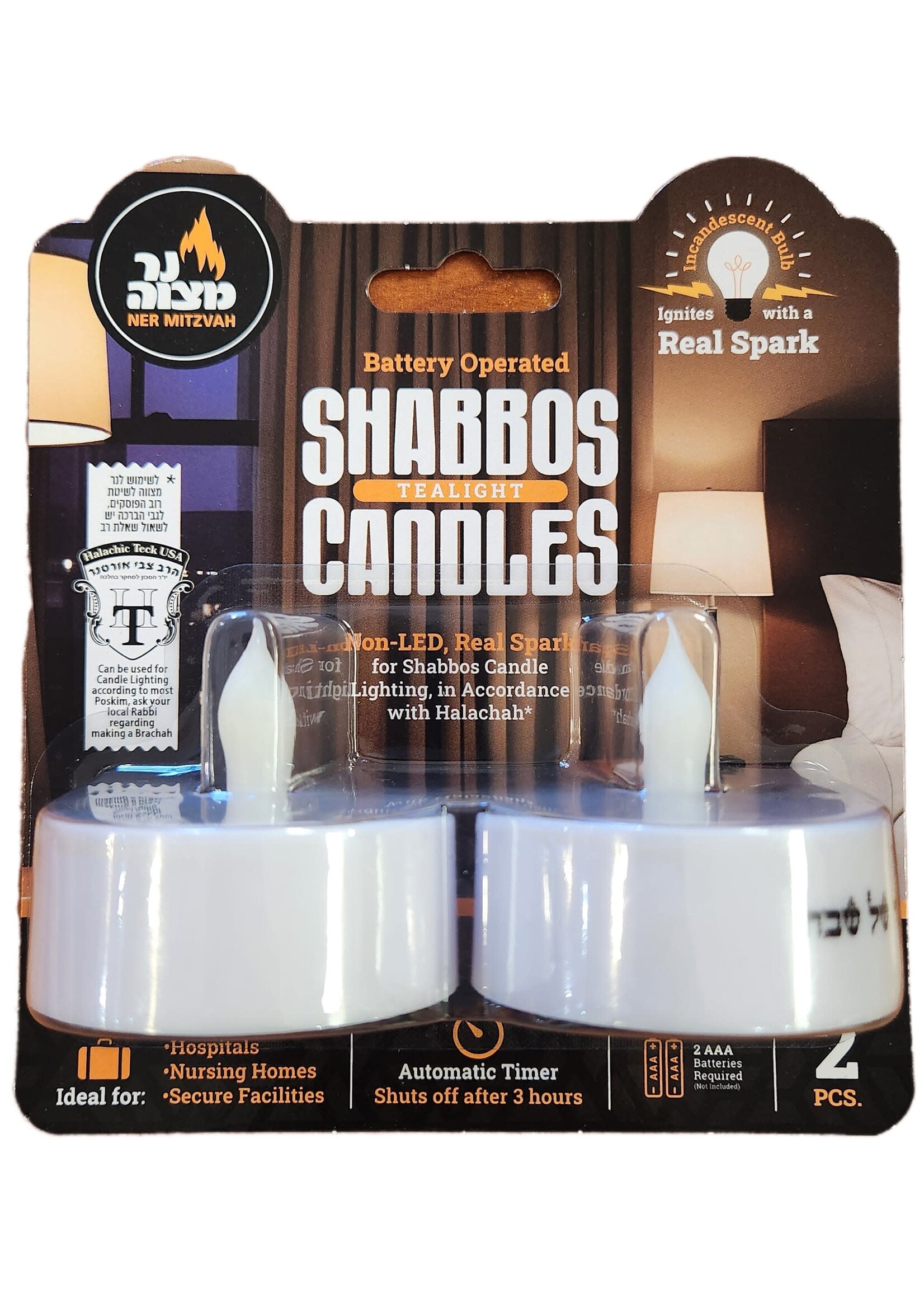 SHABBAT TEALIGHTS INCANDESCENT WITH TIMER